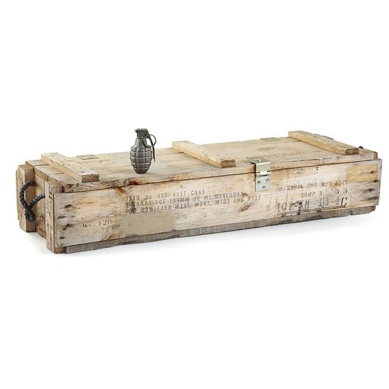 GI 105MM Wooden Ammo Crate With Rope Handles