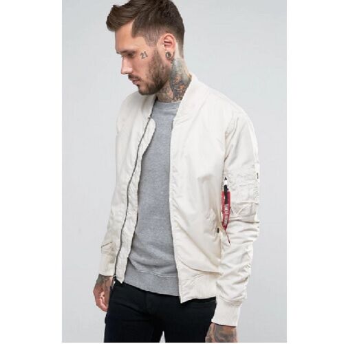 White Sales Pilot\'s MA-1 Slim Industries Army Jacket Bomber Fit | Alpha Navy