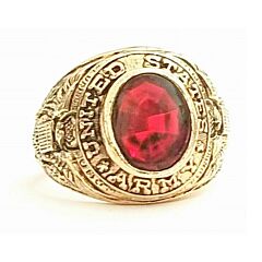 Vintage 18KT Gold Electroplated United States Army Ring Red Stone