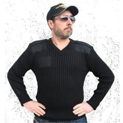 GI Black Wooly Pully V Neck Commando Sweater