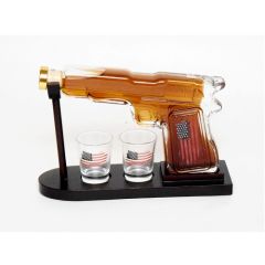 Patriotic Handgun Whiskey Decanter and Shot Glass Set
